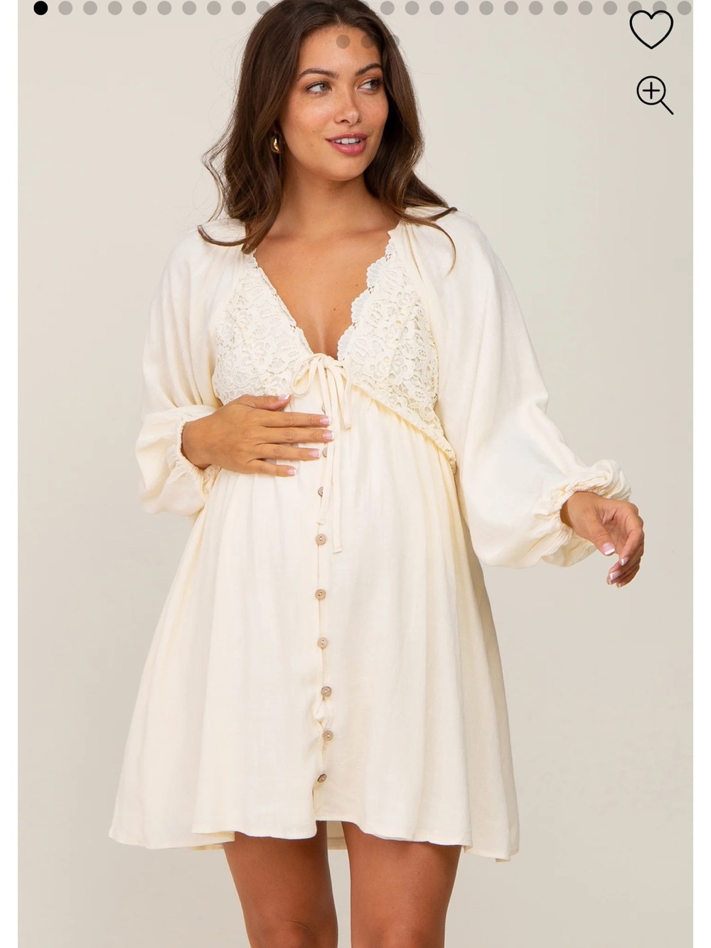 Pinkblush Cream Lace-Trim Maternity Babydoll Dress
